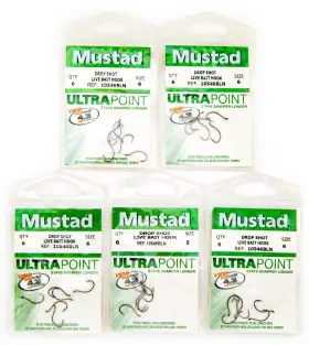 Mustad 023534343672 Ultra Point Drop Shot Live Bait Hooks Lot Of 2 Packs Size 6