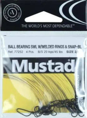 Mustad 023534364561 Ball Bearing Swivel 2 Welded Rings With Snap Fishing Terminal Tackle 4