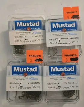 Mustad 023534401921 S80 3906 Signature Series Wet Fly And Nymph Hooks 50/pack Bulk Pack Size 12