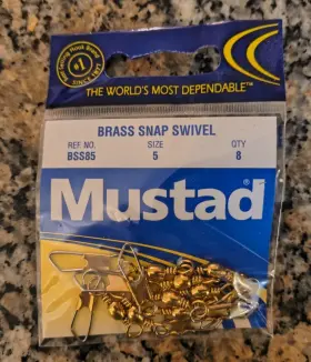 Mustad 023534405592 Vintage Mustard Bss85 8 Pack Of Brass Snap Swivel Size 5