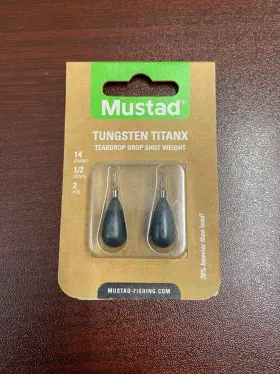 Mustad 023534458680 New 2 Packs Titanx Tungsten Tear Drop Shot Weights 1/2oz Black 4 Pcs