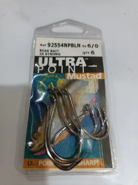 Mustad 025334344310 92554npbln 2x Strong Beak Bait Hook Sz 6/0 Fishing 92554 Mustad 025334344310 92554npbln 2x Strong Beak Bait Hook Sz 6/0 Fishing 92554