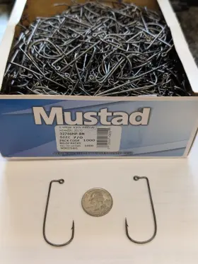 Mustad 32746bln-70 100 32746bln - Size 7/0 Ultra Point 90 Degree Jig Hooks Black Nickel Mustad 32746bln-70 100 32746bln - Size 7/0 Ultra Point 90 Degree Jig Hooks Black Nickel