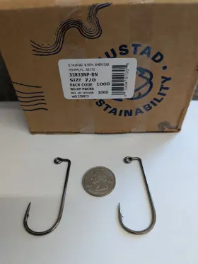 Mustad 32833bln-70 1 000 Box 32833bln - Size 7/0 Ultra Point 2x Strong 90 Degree Jig Hooks