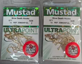 Mustad 33862np-gl 2-10pks Slow Death Fish Hooks - Size 2 Gold