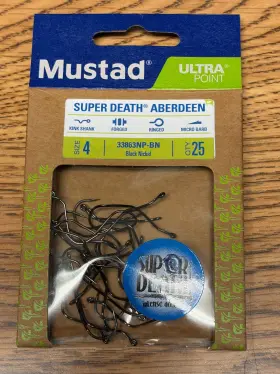 Mustad 33863np-bn-4-25u Ultrapoint Super Death Hook #4 Bl Nickel 25/pk Mustad 33863np-bn-4-25u Ultrapoint Super Death Hook #4 Bl Nickel 25/pk
