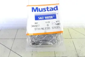 Mustad 34007ss-06 Size 6 Saltwater Stainless Steel Oshaughnessy Hooks 80 Pcs
