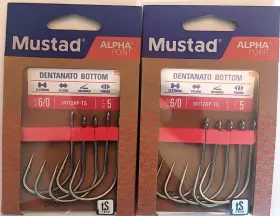 Mustad 34112ap-ts Two 2 Packs Of 5 Dentanato Bottom Fish Hooks Size 6/0 Mustad 34112ap-ts Two 2 Packs Of 5 Dentanato Bottom Fish Hooks Size 6/0