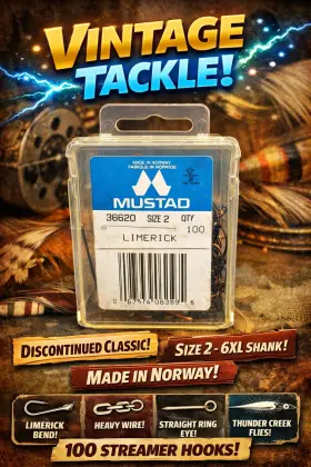 Mustad 36620 Vintage Limerick Streamer Hooks Size 2 6xl 100ct Made In Norway Mustad 36620 Vintage Limerick Streamer Hooks Size 2 6xl 100ct Made In Norway