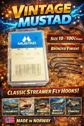 Mustad 36658 Vintage Limerick Fly Hooks Size 10 100ct Bronzed Made In Norway Mustad 36658 Vintage Limerick Fly Hooks Size 10 100ct Bronzed Made In Norway