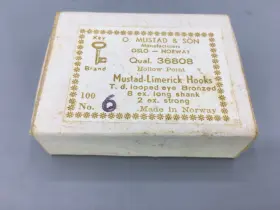 Mustad 36808 36890 8x Long Shank Hook Size 6 Qty 100 Made Norway New Old Stock Vintage