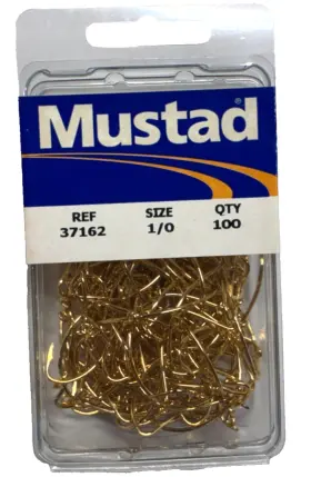 Mustad 37162-1/0 37162 Size 1/0 All Around Wide Gap Kahle Hook Gold 100 Count Package Mustad 37162-1/0 37162 Size 1/0 All Around Wide Gap Kahle Hook Gold 100 Count Package