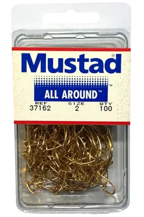 Mustad 37162-2 37162 Size 2 All Around Wide Gap Kahle Hook Gold 100 Count Package Mustad 37162-2 37162 Size 2 All Around Wide Gap Kahle Hook Gold 100 Count Package