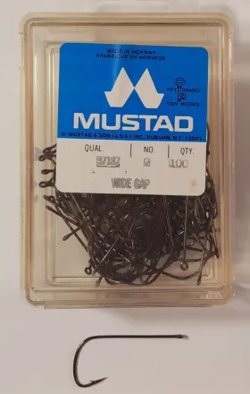 Mustad 37187 100 #37187 Size 2 Bass Bug Fly Hooks Strong Tying