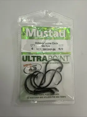 Mustad 39928npbn Octopus Inline Circle Up Eye 4/0 39928np-bn Pack Of 6 Mustad 39928npbn Octopus Inline Circle Up Eye 4/0 39928np-bn Pack Of 6