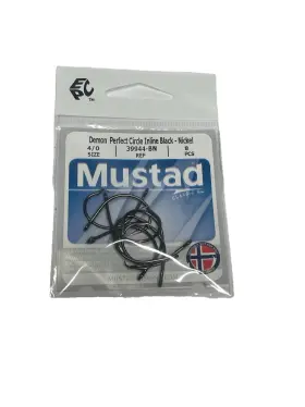 Mustad 39944-bn-4-10 39944bn-4 Size 8 Pcs Demon Perfect Circle Inline Black Nickel Hooks New