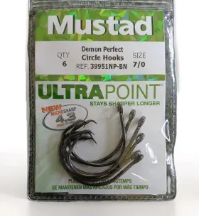 Mustad 39951np-bn-7/0-6u Ultrapoint Demon Perfect Circle Hook Micro Sharp 6ct Mustad 39951np-bn-7/0-6u Ultrapoint Demon Perfect Circle Hook Micro Sharp 6ct