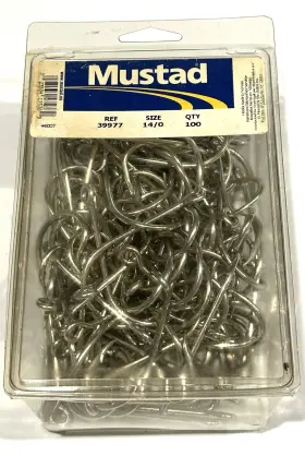 Mustad 39977dt10/0100 39977 # 14/0 100ct Big Game Baiter Hook Tuna Shark Free Shipping