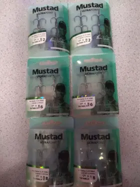 Mustad 453509 Lot Of 6 Kvd Elite Treble Hooks In Sizes 2 8 Short Shank