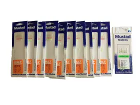 Mustad 515d 10-pk Salt Water Fish Skin Rig 10 Lbs. Size 8 Plus Piscator Sabiki
