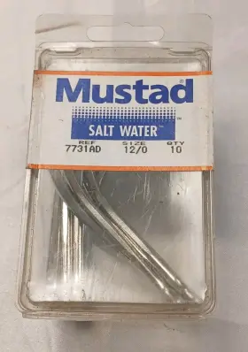 Mustad 7731ad Sz 12/0 Saltwater Hook Box/10 New Vintage Made In Norway Not China
