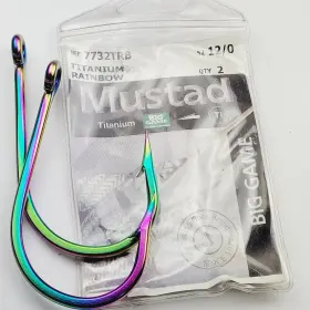 Mustad 7732trb Titanium Rainbow Big Game Hooks 12/0
