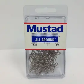 Mustad 7826 50 Pack All Around Fishing Hook Size 1 295872 Mustad 7826 50 Pack All Around Fishing Hook Size 1 295872