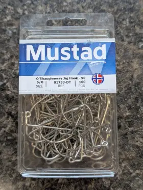 Mustad 91753d-50-100 Oshaughnessy 90 Degree Jig Hooks - Size 5/0 Saltwater Mold 91753dt Mustad 91753d-50-100 Oshaughnessy 90 Degree Jig Hooks - Size 5/0 Saltwater Mold 91753dt