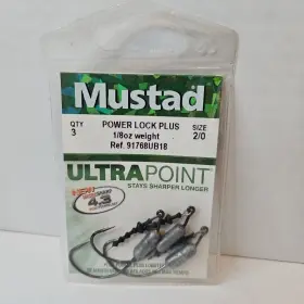 Mustad 91768s116-3u Hooks 1/16oz Weighted With Soft Plastic Swimbait Keeper