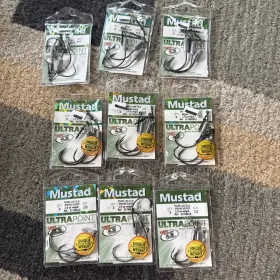 Mustad 91768ub1165/03u 91768ub18-3/0 5/0 6/0ultrapoint Power Lock Plus Worm Hook Weighted Lot9