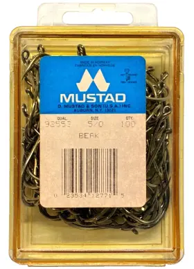 Mustad 92553-5/0 92553 Size 5/0 Beak Hook 100 Count Package Mustad 92553-5/0 92553 Size 5/0 Beak Hook 100 Count Package