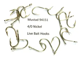 Mustad 94151-ni 100 94151n Bait Hooks In 4/0 3x Strong Beak Live Bait. Bass Bonito Tuna