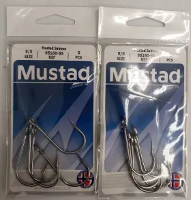 Mustad 95160-ss 2- 3x Salmon 6/0 2 X 5 Pcs Closed Eye Siwash Hook 10 Hooks Mustad 95160-ss 2- 3x Salmon 6/0 2 X 5 Pcs Closed Eye Siwash Hook 10 Hooks