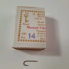 Mustad 9673 100 Viking #9673 Size 14 Hooks Forged Straight Eye Fly Tying #v