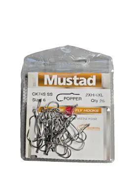 Mustad Ck74snp-ss-choose Signature Popper Fly Hooks Ck74s-ss-x-25 Stainless Steel 2xh/4xl Choose Mustad Ck74snp-ss-choose Signature Popper Fly Hooks Ck74s-ss-x-25 Stainless Steel 2xh/4xl Choose