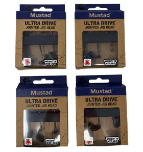 Mustad Mudjh-bk-1/0-7-3 4 Packs Ultra Drive Jointed Jig Head 1/4 Oz Black 2/0