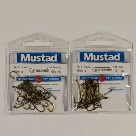 Mustad R75-79580 Two Packs Streamer Signature Fly Fish Hooks 2xh/5xl Size 8