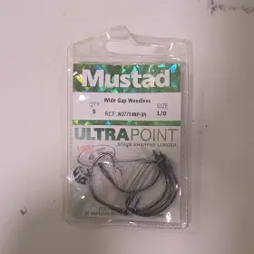 Mustad W37754np-bn Ultrapoint Wide Gap Weedless Hook 1/0 5-pack Black Bass