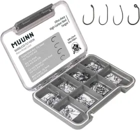 Muunn 705353104589 160pcs Fly Tying Hooks Barbless Assortment 10# 16# Dry Wet Curved Nymph Muunn 705353104589 160pcs Fly Tying Hooks Barbless Assortment 10# 16# Dry Wet Curved Nymph