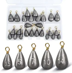 Mylpretale 313113354350 26pcs Fishing Weights Sinkers Kit Drop Shot Lead For S