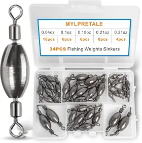 Mylpretale 445005466476 34pcs Fishing Weights Swivel Brass Sinkers Weight Bullet Sinker Mylpretale 445005466476 34pcs Fishing Weights Swivel Brass Sinkers Weight Bullet Sinker