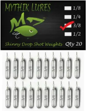 Mythik Lures Llc 445020774747 20 Pack - Skinny Lead Drop Shot Fishing Weights Sinkers Multiple Sizes 1/8 1/4 3 Mythik Lures Llc 445020774747 20 Pack - Skinny Lead Drop Shot Fishing Weights Sinkers Multiple Sizes 1/8 1/4 3