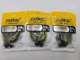 Nako 810173562652 New Tungsten Skirt Weights 3/4oz #6 Greenpumpkin Yellow 2 Pack - Lot Of 3