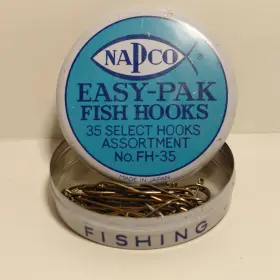 Napco Fh-35 Vintage No. Easy-pak Fish Hooks Collectible Tin - Made In Japan Napco Fh-35 Vintage No. Easy-pak Fish Hooks Collectible Tin - Made In Japan