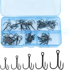 Natufish 711181849264 Fishing Treble Hooks Kit - High Carbon Steel 50pcs Mixed Size 2/4/6 Natufish 711181849264 Fishing Treble Hooks Kit - High Carbon Steel 50pcs Mixed Size 2/4/6