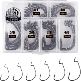 Nobrand 510207207701 60-140pcs Ewg Offset Worm Hooks 2x Strong Bass Trout #4-5/0 Nobrand 510207207701 60-140pcs Ewg Offset Worm Hooks 2x Strong Bass Trout #4-5/0