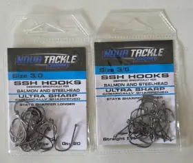 Nova Tackle Company 020027200306 Salmon And Steelhead Straight Fishing Hooks Size 3 - Two Packages