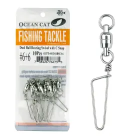 Ocean Cat 740385297038 10 Pcs Fishing Ball Bearing Swivel With Coast Snap Copper Stainless Steel Wel