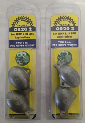 Off Shore Or20-2 2-packs Replacement Pro Guppy Weights Silver 2.oz Or20 2 Off Shore Or20-2 2-packs Replacement Pro Guppy Weights Silver 2.oz Or20 2