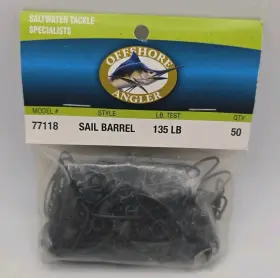 Offshore Angler 77118 Sail Barrel Snap Swivels 135lb 50 Pack Saltwater Model